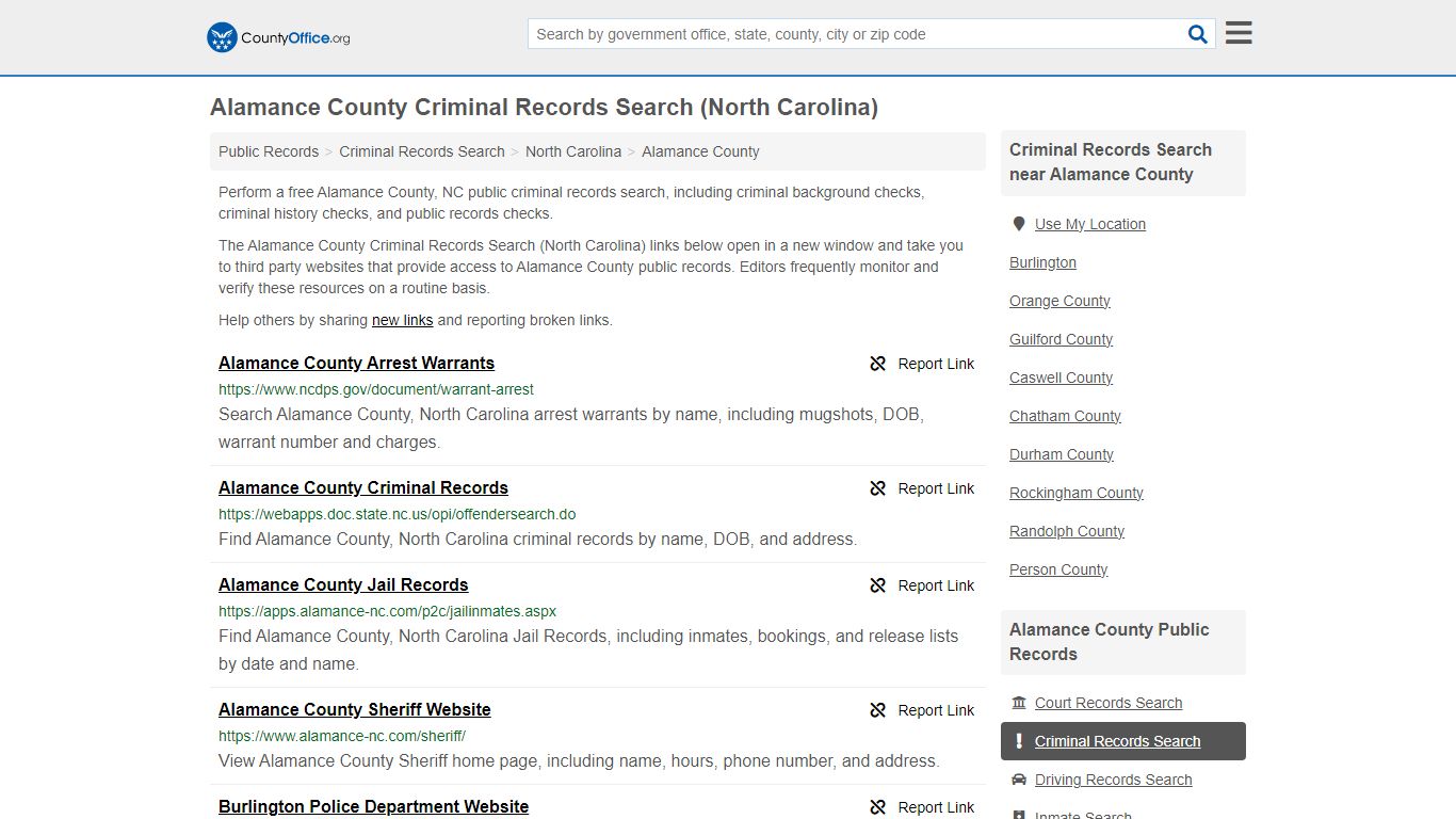 Alamance County Criminal Records Search (North Carolina) - County Office