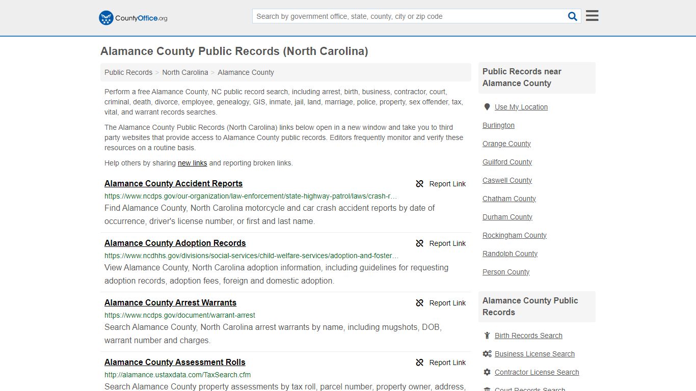 Public Records - Alamance County, NC (Business, Criminal, GIS, Property ...